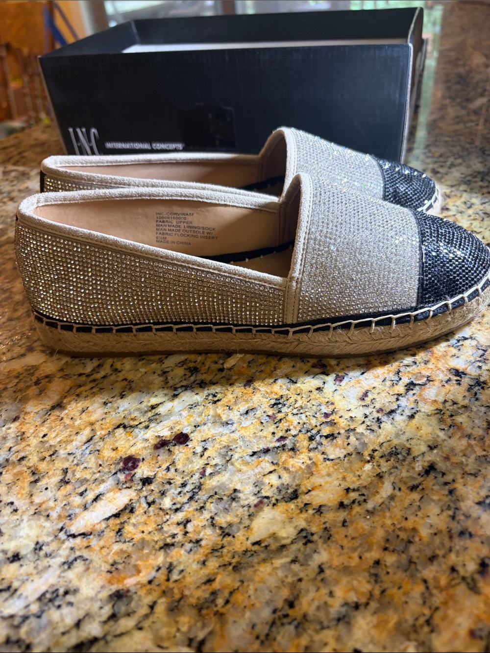 INC International Concepts, 6.5 Metallic Espadrille Flats - Silver & Black NEW - Picture 10 of 13